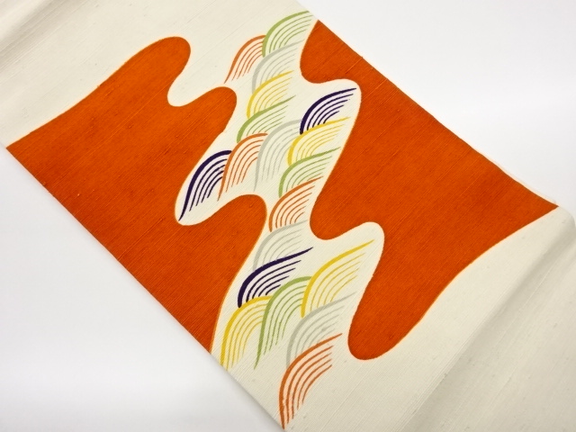JAPANESE NAGOYA OBI / TSUMUGI / CLOUD & WAVE